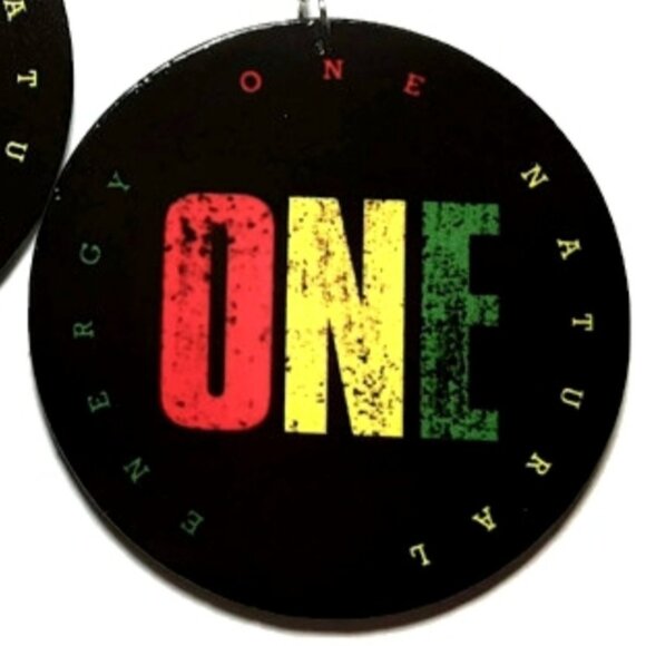 One Natural Energy ONE Large Statement Dangle Wood Earrings - Picture 3 of 5